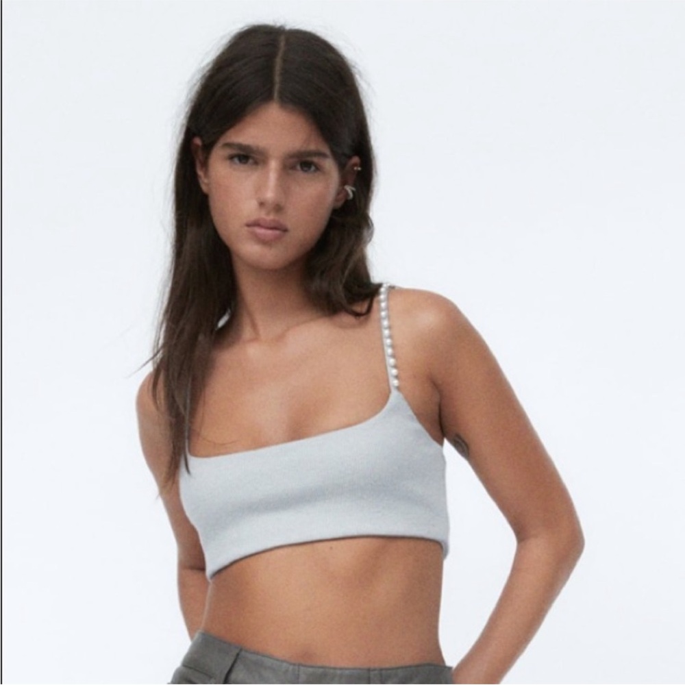 Zara Women's Crop Top with Pearl Straps